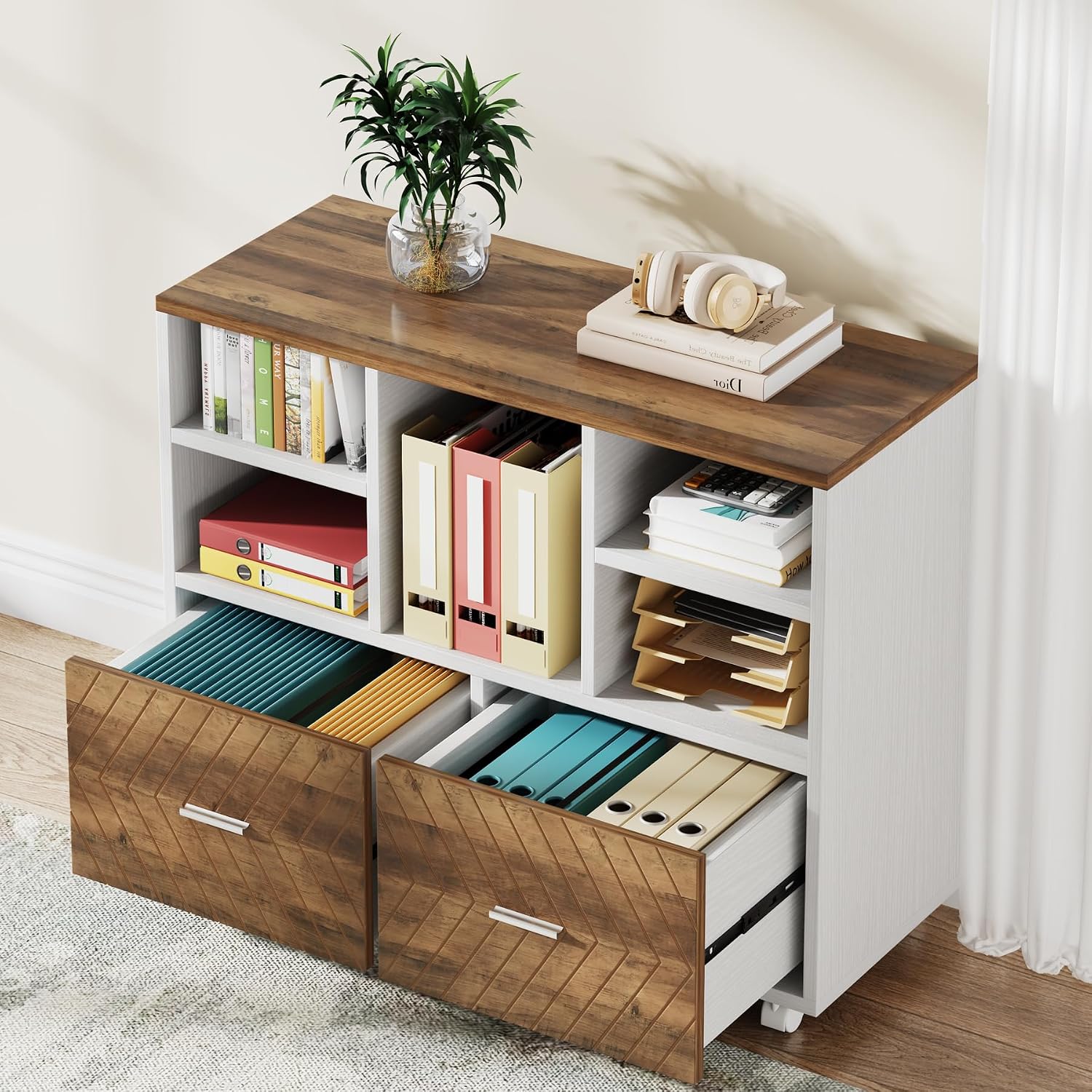 Printer Stand - Archivador de Madera de 2 Cajones,