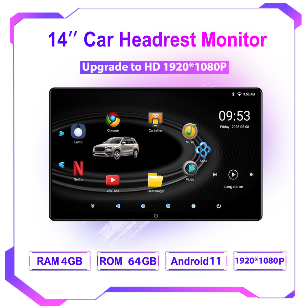 Monitor Stand - Monitor de Reposacabezas Android de 14
